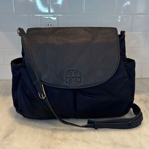 Tory Burch Crossbody Thea Nylon & Leather Weekender Diaper Baby Messenger Bag